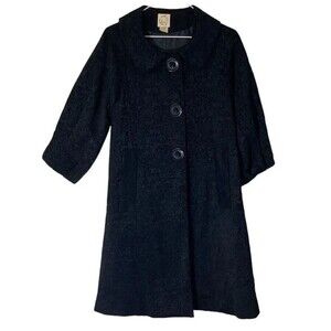 Beaubois Womens Evening Coat S Black Swing Puff Sleeve Formal Brocade Textured